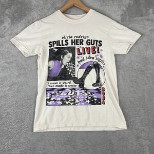 Olivia Rodrigo Guts Shirt Womens Small White Guts World Tour Merch Tee